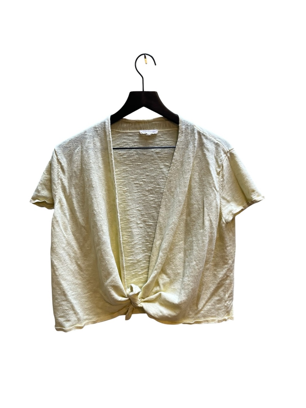 Eileen Fisher Yellow Tie-Front Short Sleeve Top - Women size XL